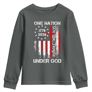 One Nation Under God 250 Years Youth Sweatshirt 250th Anniversary USA TS11 Dark Heather Print Your Wear