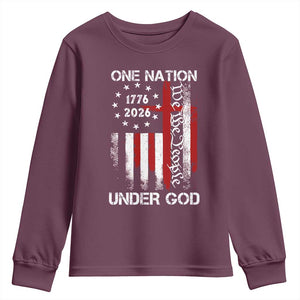 One Nation Under God 250 Years Youth Sweatshirt 250th Anniversary USA TS11 Maroon Print Your Wear