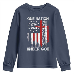 One Nation Under God 250 Years Youth Sweatshirt 250th Anniversary USA TS11 Navy Print Your Wear