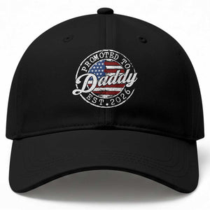 Promoted to Daddy 2026 Baseball Cap New Dad US Flag Fathers Day TS11 Print Your Wear