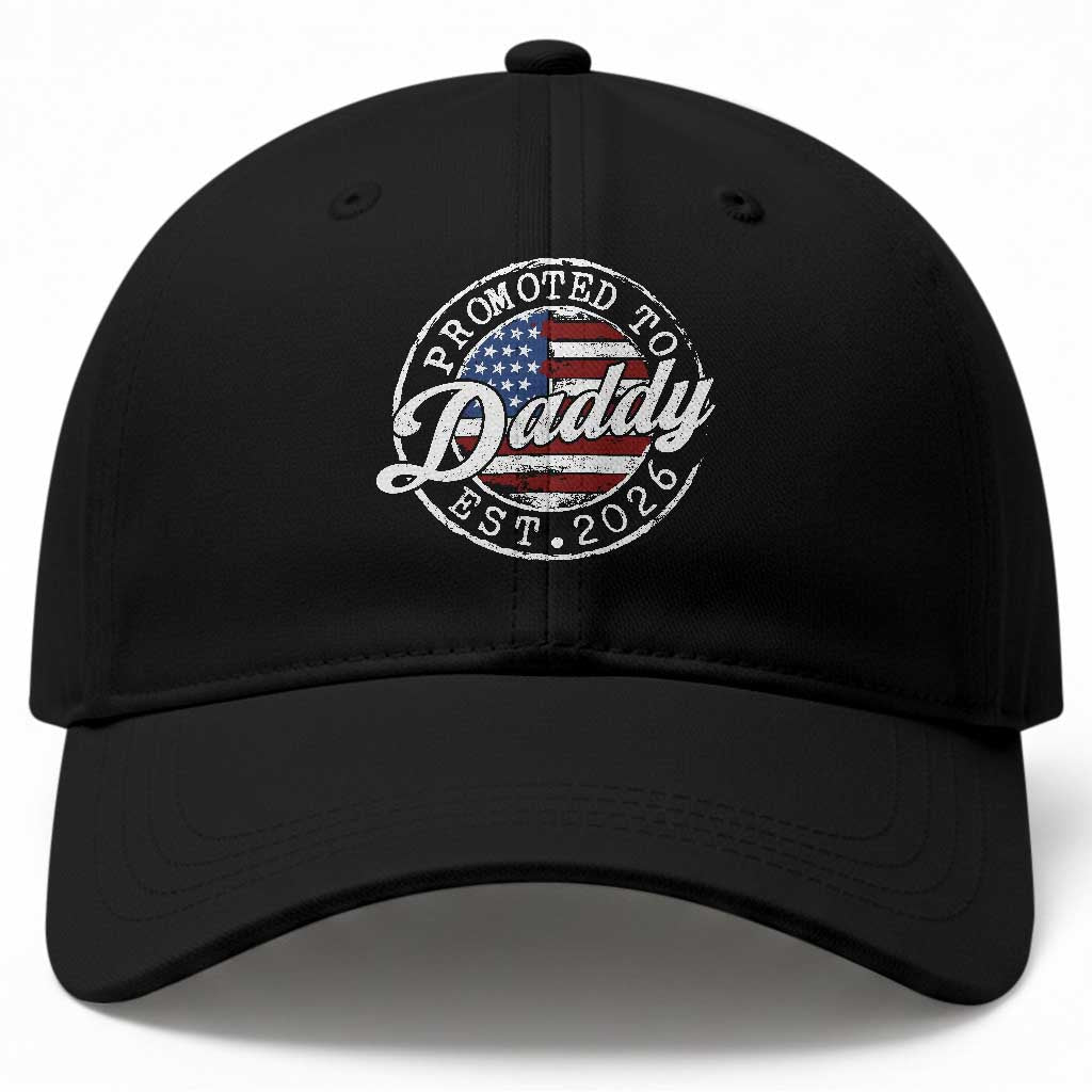 Promoted to Daddy 2026 Baseball Cap New Dad US Flag Fathers Day TS11 Print Your Wear