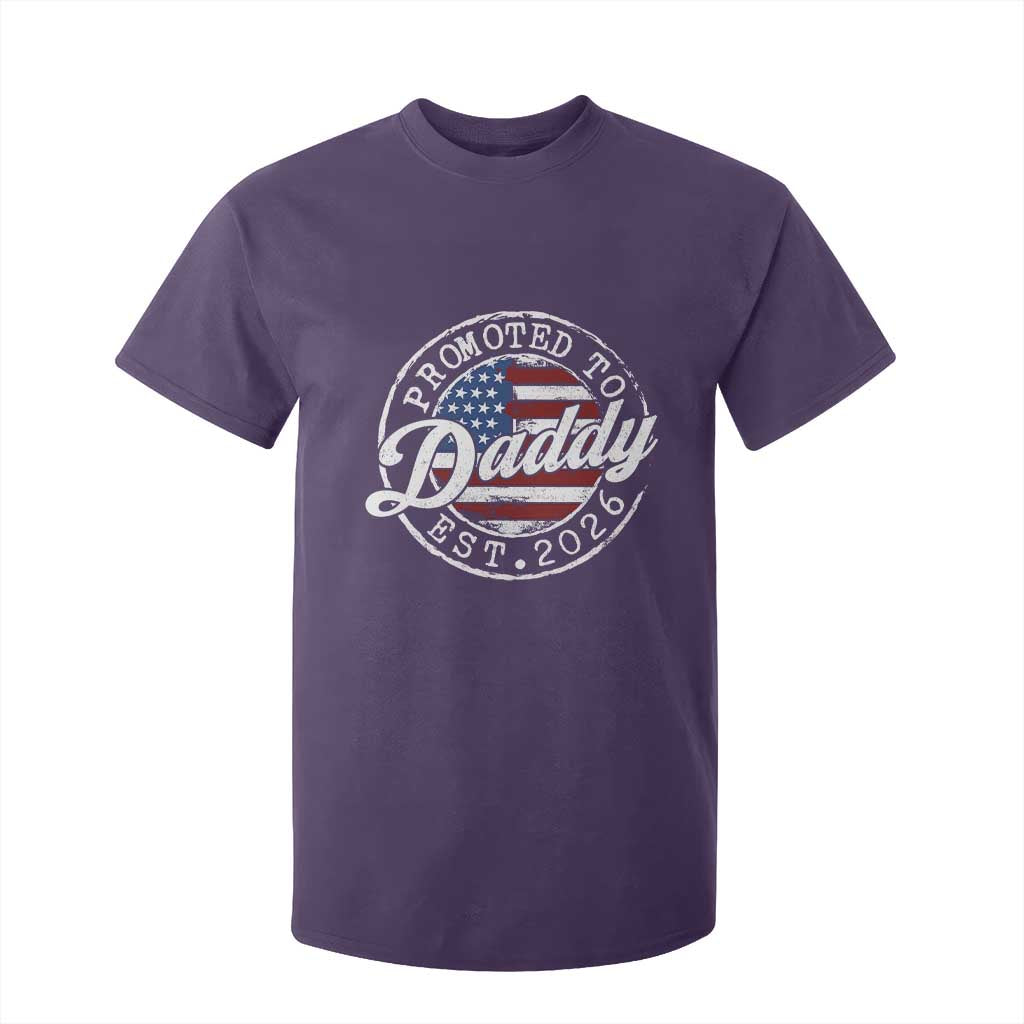Promoted to Daddy 2026 T Shirt For Kid New Dad US Flag Fathers Day TS11 Purple Print Your Wear