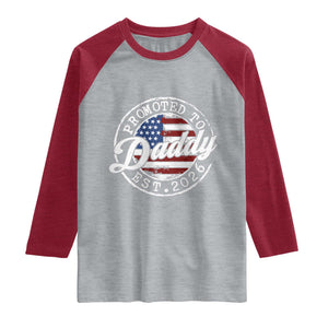 Promoted to Daddy 2026 Raglan Shirt New Dad US Flag Fathers Day TS11 Heather Gray Heather Red Print Your Wear