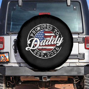 Promoted to Daddy 2026 Spare Tire Cover New Dad US Flag Fathers Day TS11 No hole Black Print Your Wear