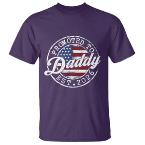 Promoted to Daddy 2026 T Shirt New Dad US Flag Fathers Day TS11 Purple Print Your Wear