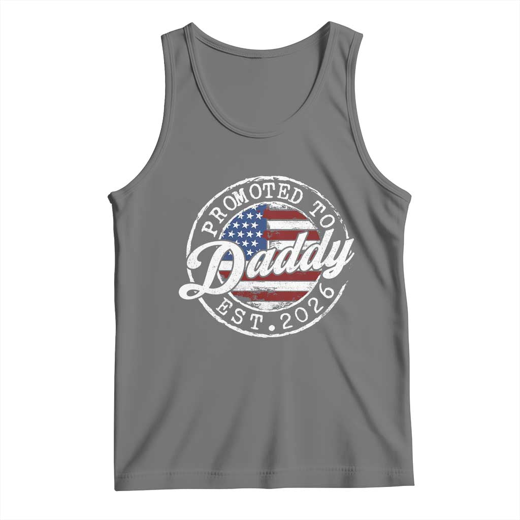 Promoted to Daddy 2026 Tank Top New Dad US Flag Fathers Day TS11 Black Heather Print Your Wear