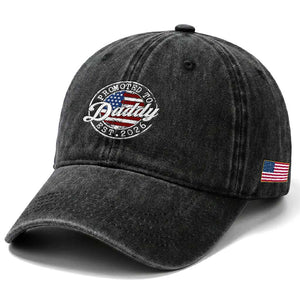 Promoted to Daddy 2026 Washed Cotton Baseball Cap New Dad US Flag Fathers Day TS11 Print Your Wear