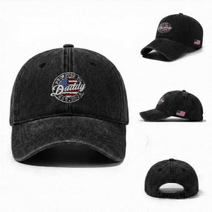 Promoted to Daddy 2026 Washed Cotton Baseball Cap New Dad US Flag Fathers Day TS11 Washed Cap Universal Fit Black Print Your Wear