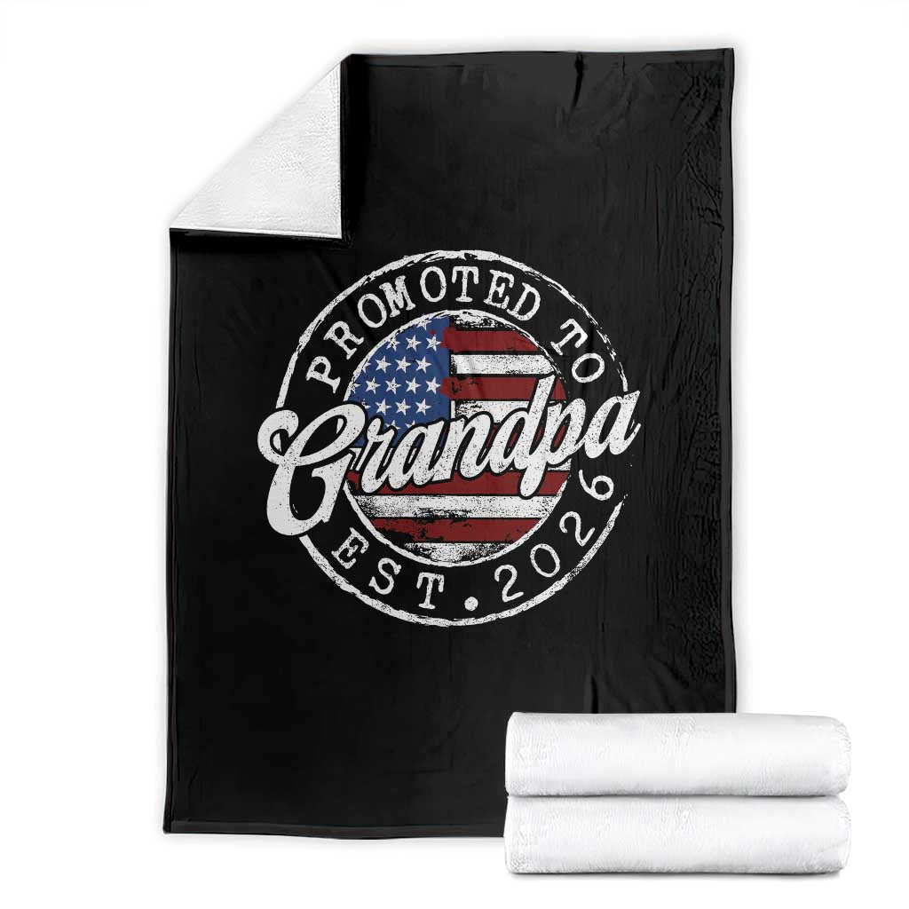 Promoted to Grandpa 2026 Throw Blanket New Grandfather US Flag Fathers Day TS11 Black Print Your Wear