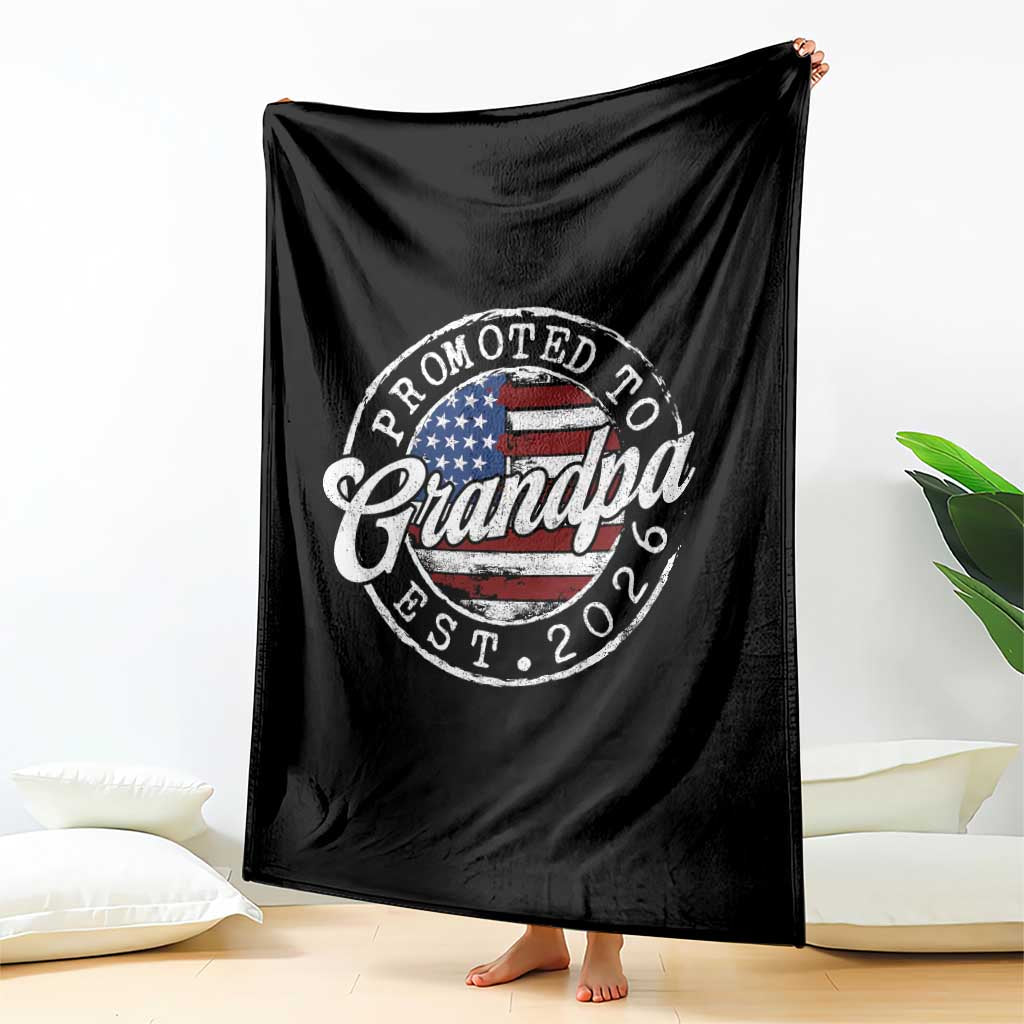Promoted to Grandpa 2026 Throw Blanket New Grandfather US Flag Fathers Day TS11 Print Your Wear