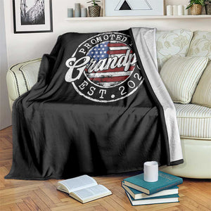 Promoted to Grandpa 2026 Throw Blanket New Grandfather US Flag Fathers Day TS11 Print Your Wear