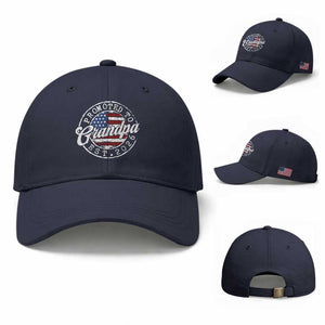 Promoted to Grandpa 2026 Baseball Cap New Grandfather US Flag Fathers Day TS11 Baseball Cap Universal Fit Navy Print Your Wear