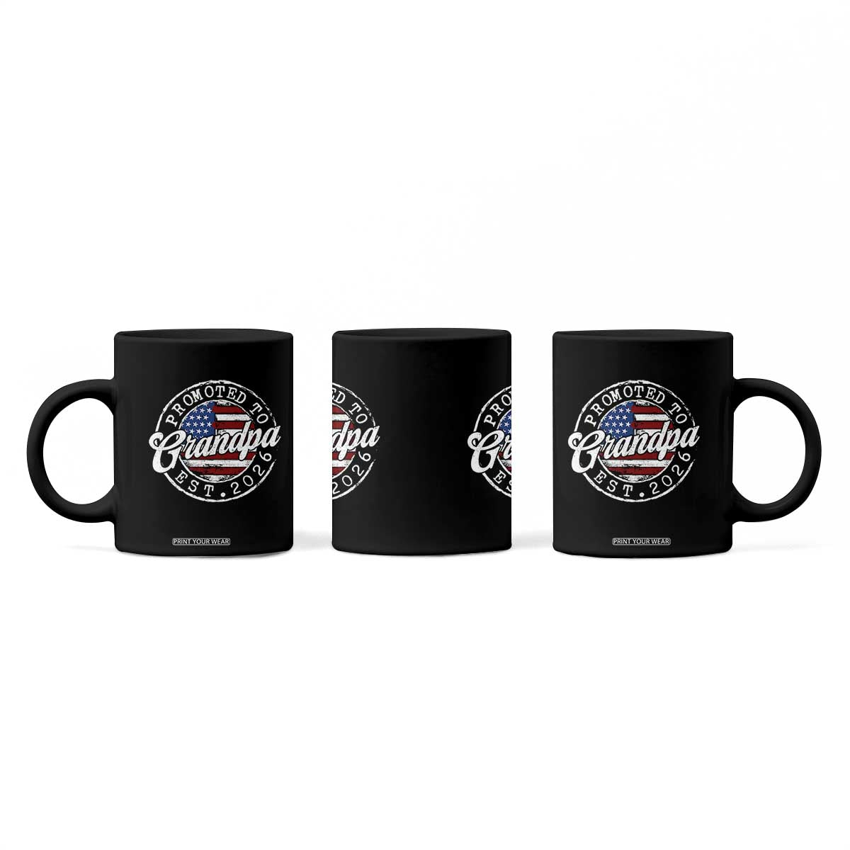 Promoted to Grandpa 2026 Coffee Mug New Grandfather US Flag Fathers Day TS11 Print Your Wear