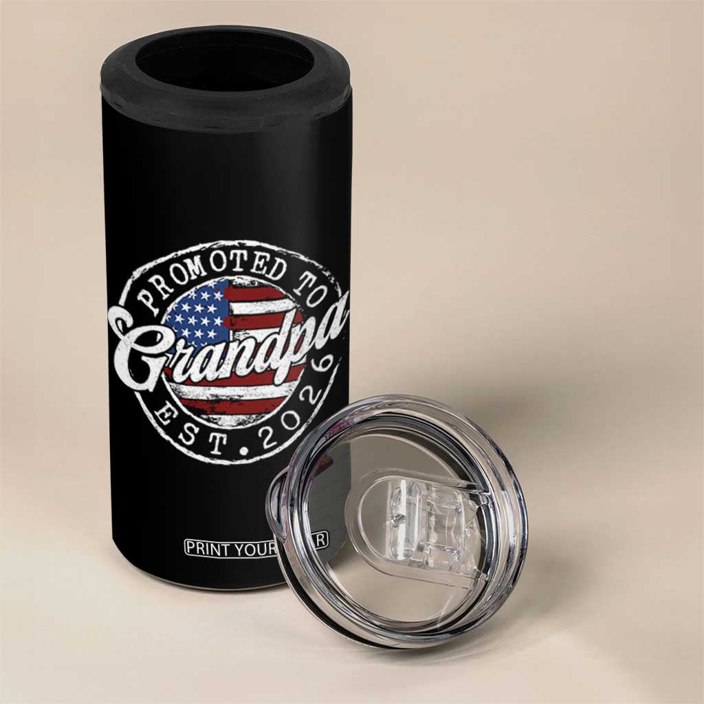 Promoted to Grandpa 2026 4 in 1 Can Cooler Tumbler New Grandfather US Flag Fathers Day TS11 Print Your Wear