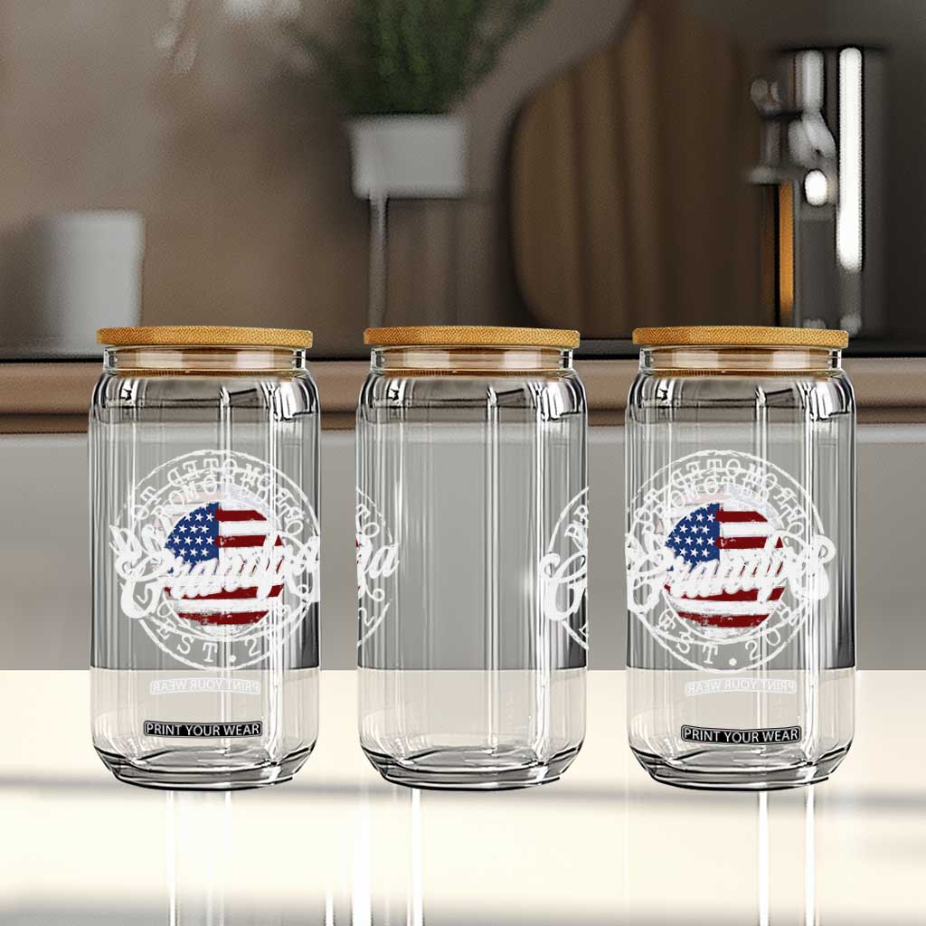 Promoted to Grandpa 2026 Glass Can New Grandfather US Flag Fathers Day TS11 Print Your Wear