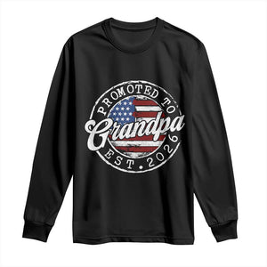 Promoted to Grandpa 2026 Long Sleeve Shirt New Grandfather US Flag Fathers Day TS11 Black Print Your Wear