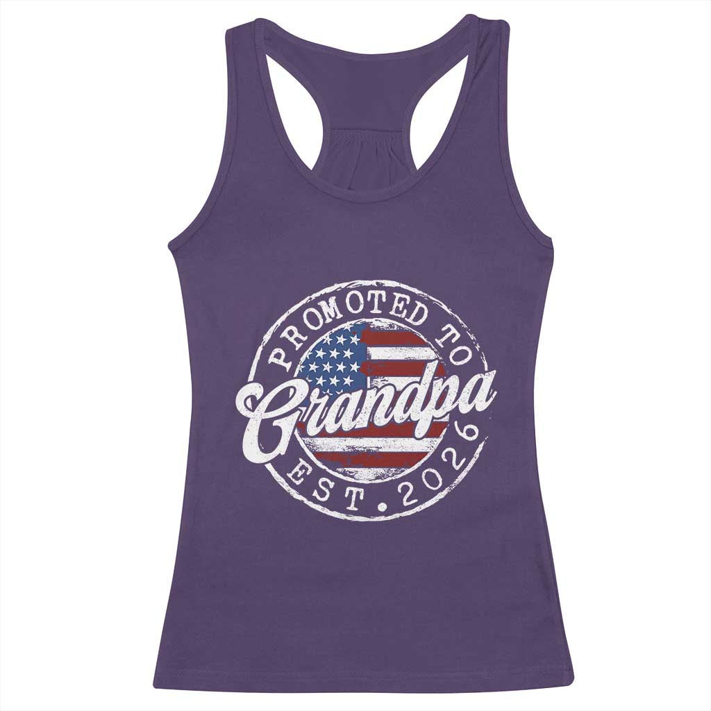 Promoted to Grandpa 2026 Racerback Tank Top New Grandfather US Flag Fathers Day TS11 Purple Print Your Wear