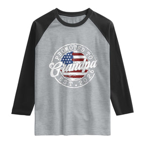 Promoted to Grandpa 2026 Raglan Shirt New Grandfather US Flag Fathers Day TS11 Heather Gray Black Print Your Wear
