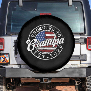 Promoted to Grandpa 2026 Spare Tire Cover New Grandfather US Flag Fathers Day TS11 No hole Black Print Your Wear