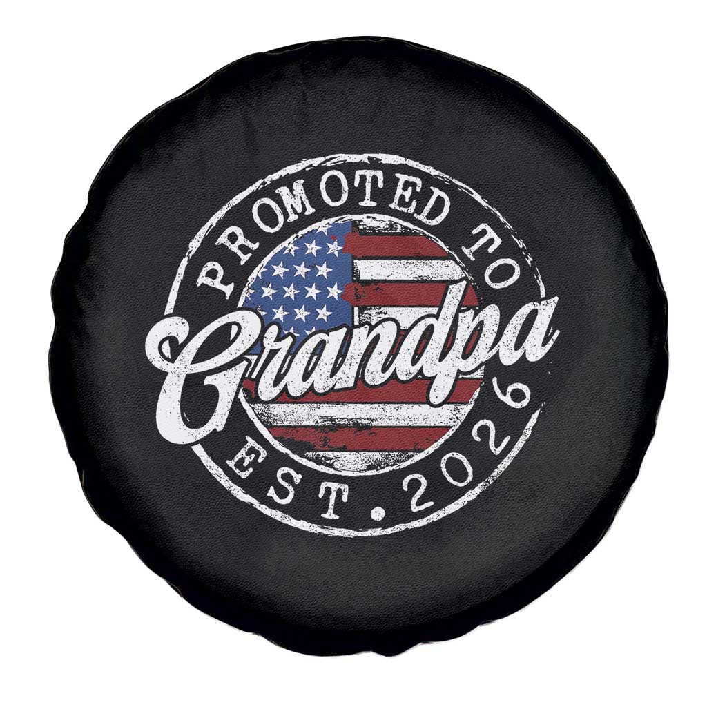 Promoted to Grandpa 2026 Spare Tire Cover New Grandfather US Flag Fathers Day TS11 Print Your Wear
