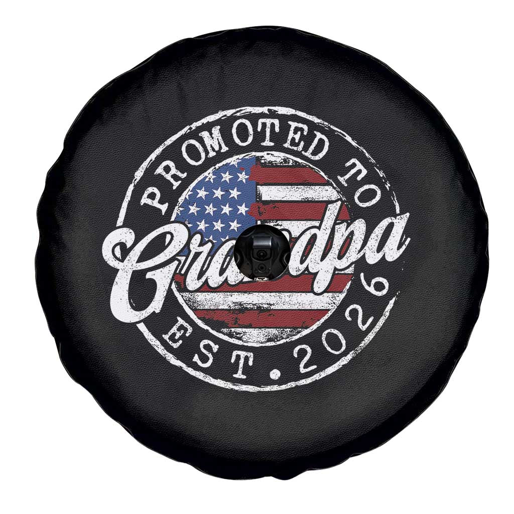 Promoted to Grandpa 2026 Spare Tire Cover New Grandfather US Flag Fathers Day TS11 Print Your Wear