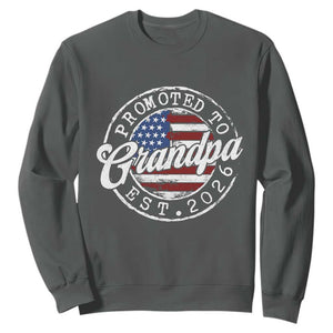Promoted to Grandpa 2026 Sweatshirt New Grandfather US Flag Fathers Day TS11 Dark Heather Print Your Wear