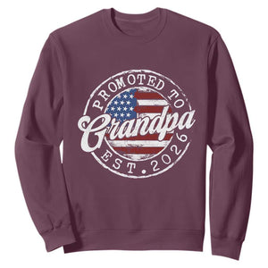 Promoted to Grandpa 2026 Sweatshirt New Grandfather US Flag Fathers Day TS11 Maroon Print Your Wear
