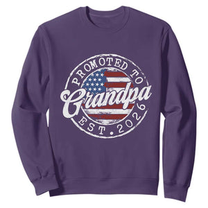 Promoted to Grandpa 2026 Sweatshirt New Grandfather US Flag Fathers Day TS11 Purple Print Your Wear