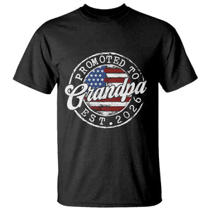 Promoted to Grandpa 2026 T Shirt New Grandfather US Flag Fathers Day TS11 Black Print Your Wear