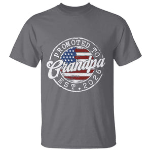 Promoted to Grandpa 2026 T Shirt New Grandfather US Flag Fathers Day TS11 Charcoal Print Your Wear