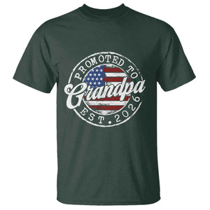 Promoted to Grandpa 2026 T Shirt New Grandfather US Flag Fathers Day TS11 Dark Forest Green Print Your Wear
