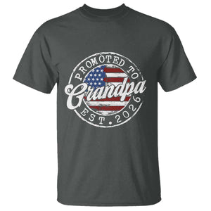 Promoted to Grandpa 2026 T Shirt New Grandfather US Flag Fathers Day TS11 Dark Heather Print Your Wear