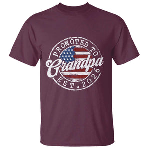 Promoted to Grandpa 2026 T Shirt New Grandfather US Flag Fathers Day TS11 Maroon Print Your Wear