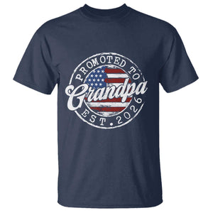 Promoted to Grandpa 2026 T Shirt New Grandfather US Flag Fathers Day TS11 Navy Print Your Wear