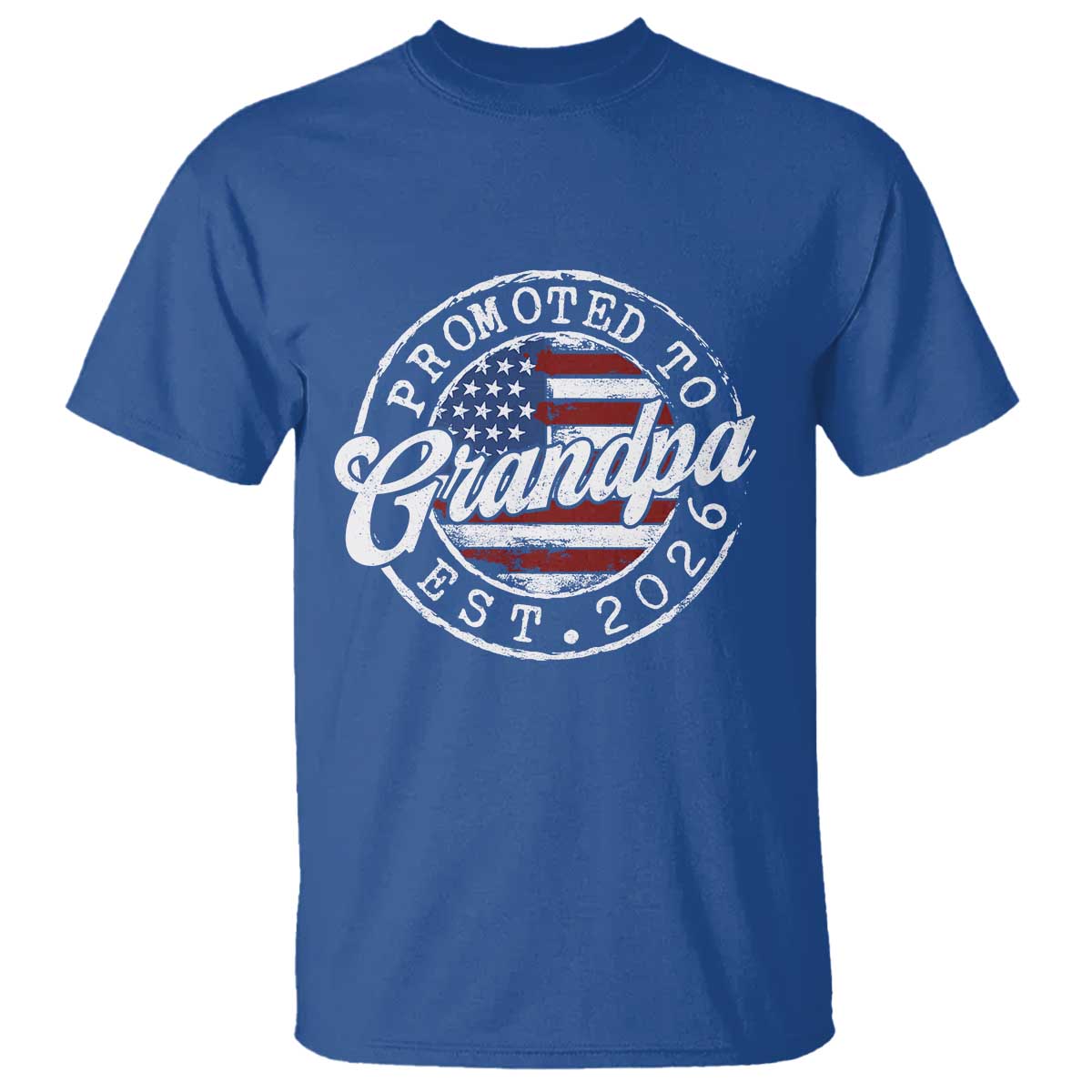 Promoted to Grandpa 2026 T Shirt New Grandfather US Flag Fathers Day TS11 Royal Blue Print Your Wear