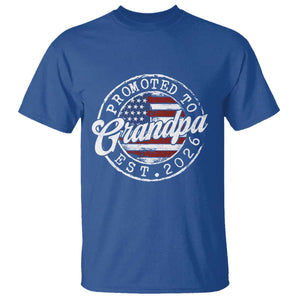 Promoted to Grandpa 2026 T Shirt New Grandfather US Flag Fathers Day TS11 Royal Blue Print Your Wear