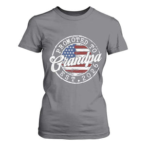Promoted to Grandpa 2026 T Shirt For Women New Grandfather US Flag Fathers Day TS11 Charcoal Print Your Wear