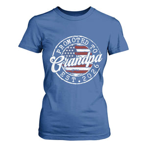 Promoted to Grandpa 2026 T Shirt For Women New Grandfather US Flag Fathers Day TS11 Royal Blue Print Your Wear