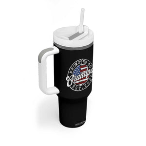 Promoted to Grandpa 2026 Tumbler With Handle New Grandfather US Flag Fathers Day TS11 Print Your Wear