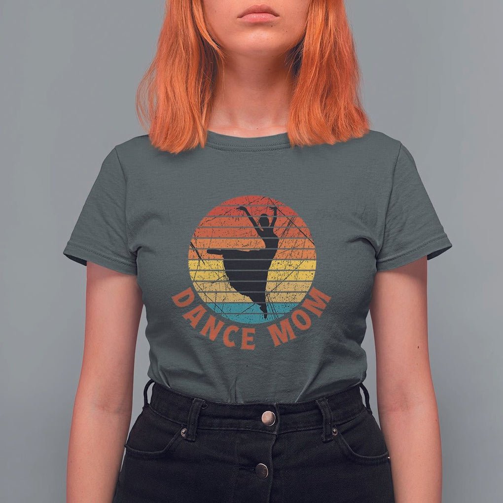 Dance Mom T Shirt For Women Dance Mama Vintage Retro Dancer TS11 Dark Heather Print Your Wear
