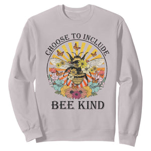 Autism Awareness Sweatshirt Choose To Include Bee Kind Retro Vintage Flower Bee TS11 Ice Gray Print Your Wear