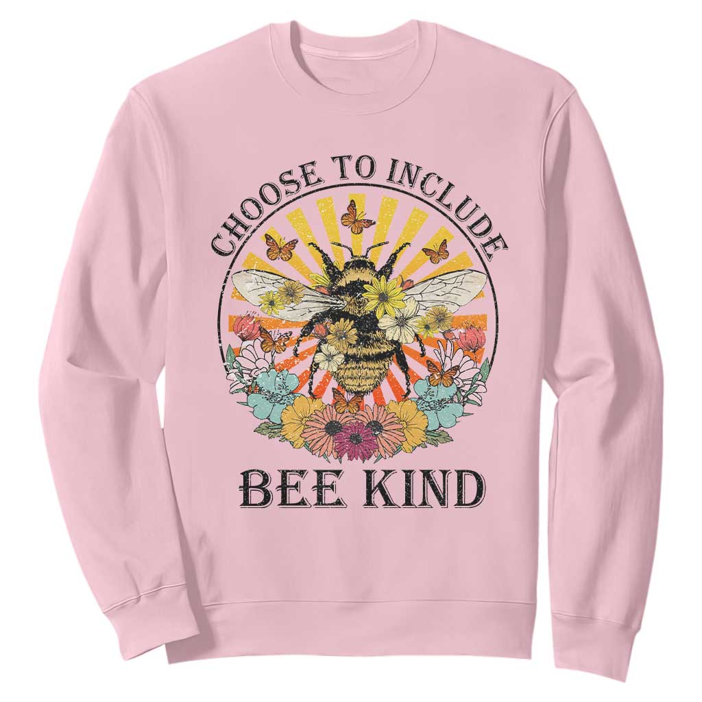 Autism Awareness Sweatshirt Choose To Include Bee Kind Retro Vintage Flower Bee TS11 Light Pink Print Your Wear