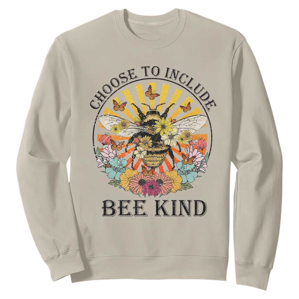 Autism Awareness Sweatshirt Choose To Include Bee Kind Retro Vintage Flower Bee TS11 Sand Print Your Wear