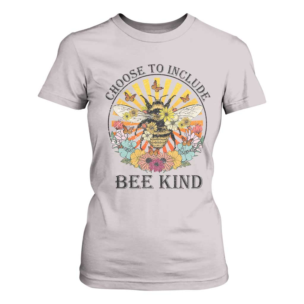 Autism Awareness T Shirt For Women Choose To Include Bee Kind Retro Vintage Flower Bee TS11 Ice Gray Print Your Wear