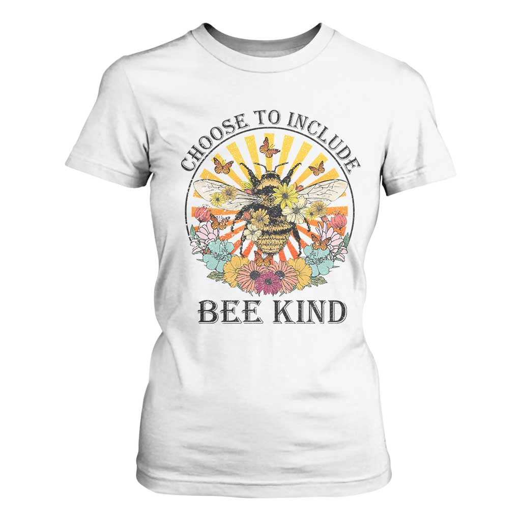 Autism Awareness T Shirt For Women Choose To Include Bee Kind Retro Vintage Flower Bee TS11 White Print Your Wear