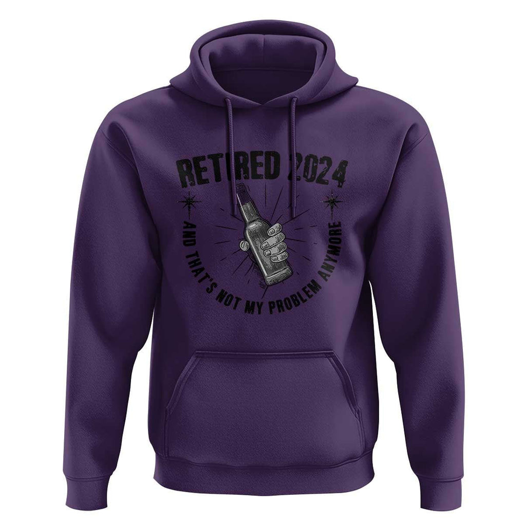 Funny Retirement Hoodie Retired 2024 Not My Problem Anymore Vintage Beer TS11 Purple Print Your Wear