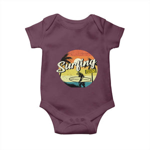 Surfing Lover Baby Onesie Surfing Vibes Retro Vintage Summer Vacation TS11 Maroon Print Your Wear