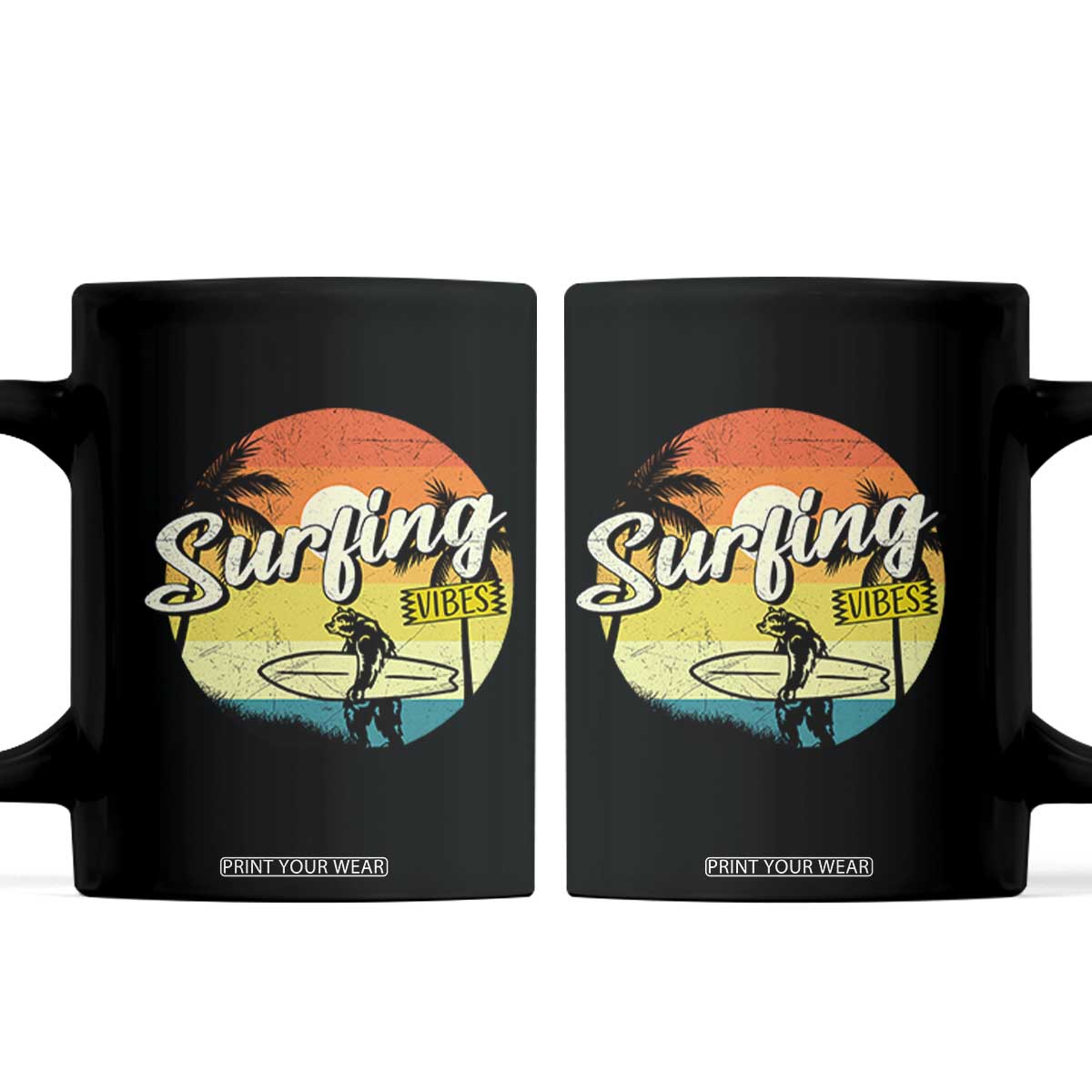 Surfing Lover Coffee Mug Surfing Vibes Retro Vintage Summer Vacation TS11 Black Print Your Wear