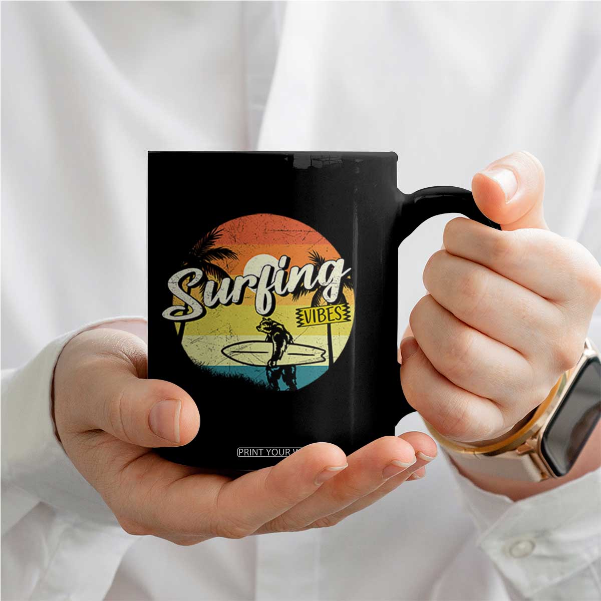 Surfing Lover Coffee Mug Surfing Vibes Retro Vintage Summer Vacation TS11 Print Your Wear