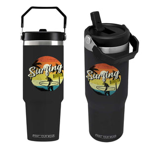 Surfing Lover Flip Straw Tumbler Surfing Vibes Retro Vintage Summer Vacation TS11 One Size: 30 oz Black Print Your Wear